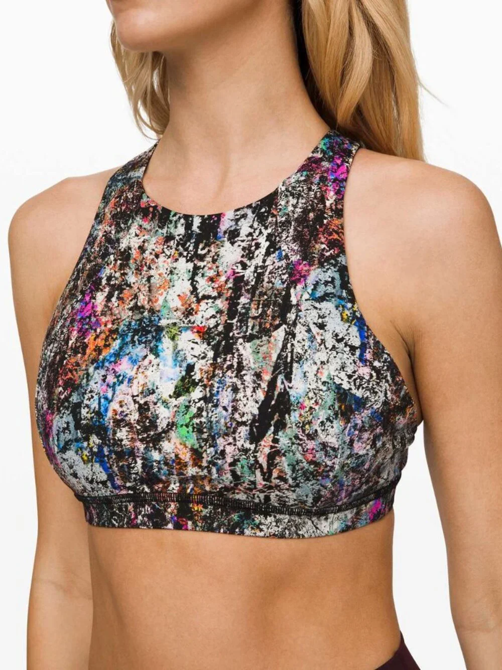 Lululemon Free to Be Serene High Neck Bra Size 8 Vitalize Multi Strappy W2AUVS